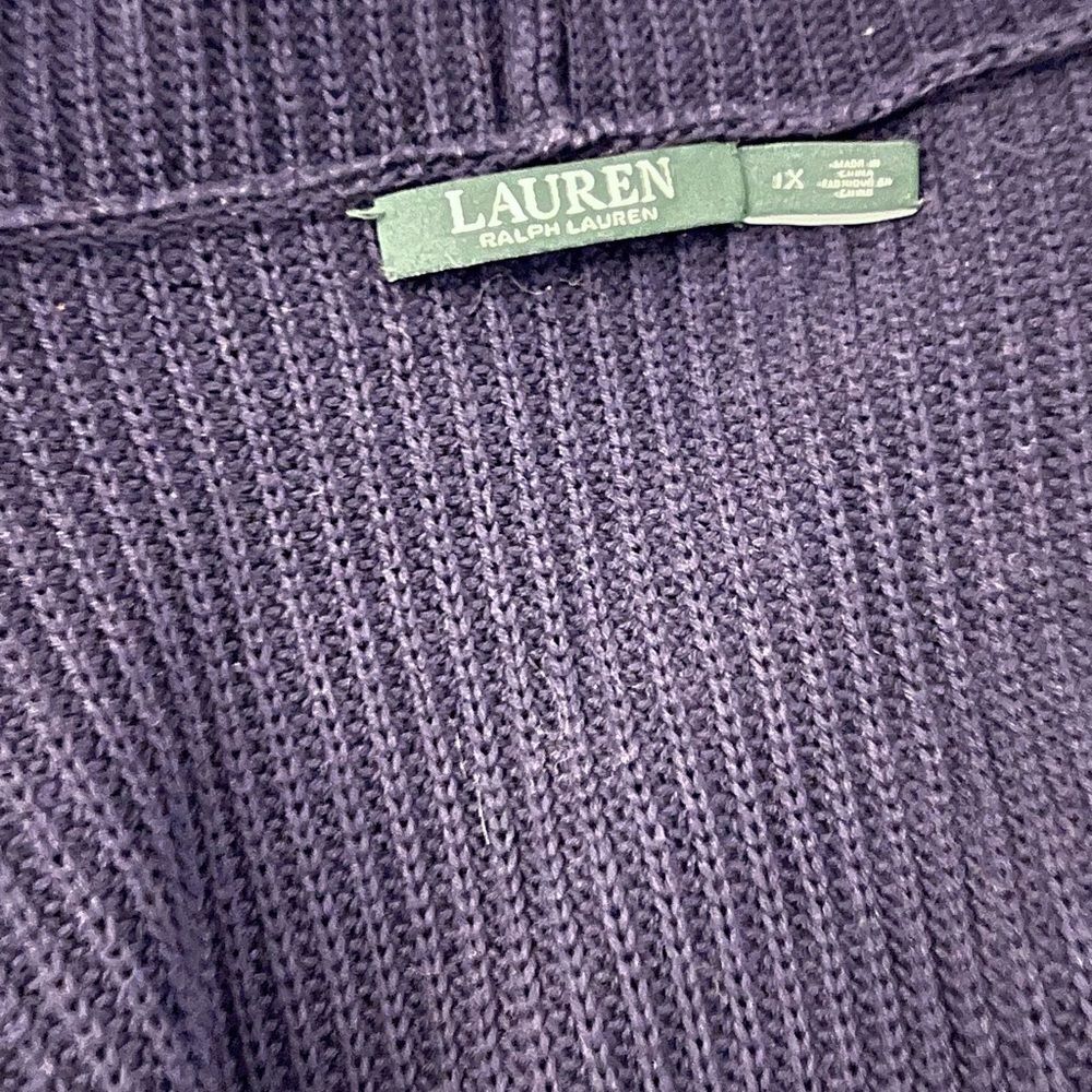 Lauren Ralph Lauren Cotton Knit Long Hooded Open-front Cardigan w Pockets 1X - Picture 9 of 12